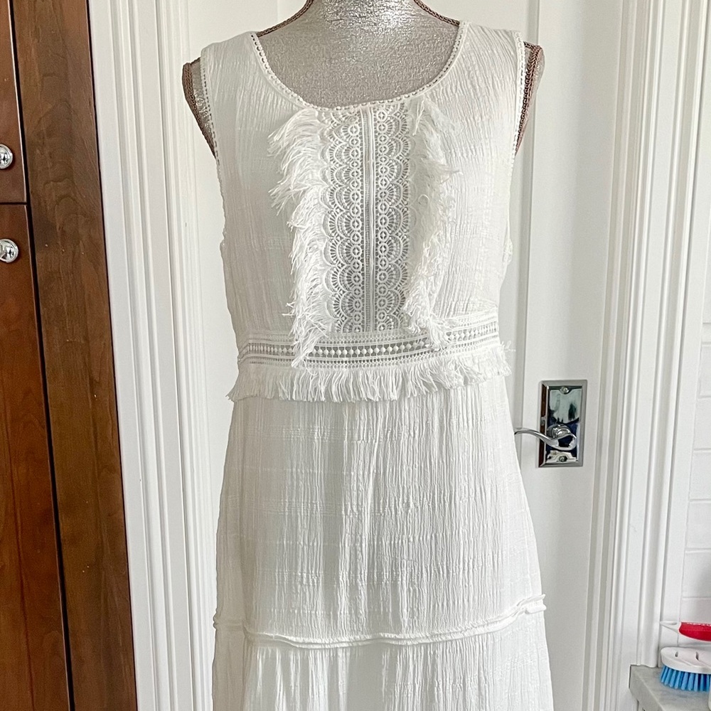 Max Studio white cotton maxi dress, nwt size L